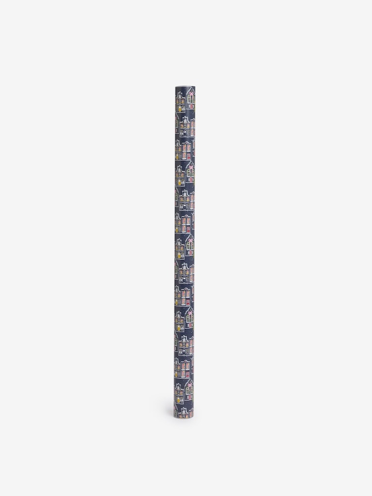 Navy Houses Standard Width, 15m Christmas Wrapping Paper - Image 4 of 4