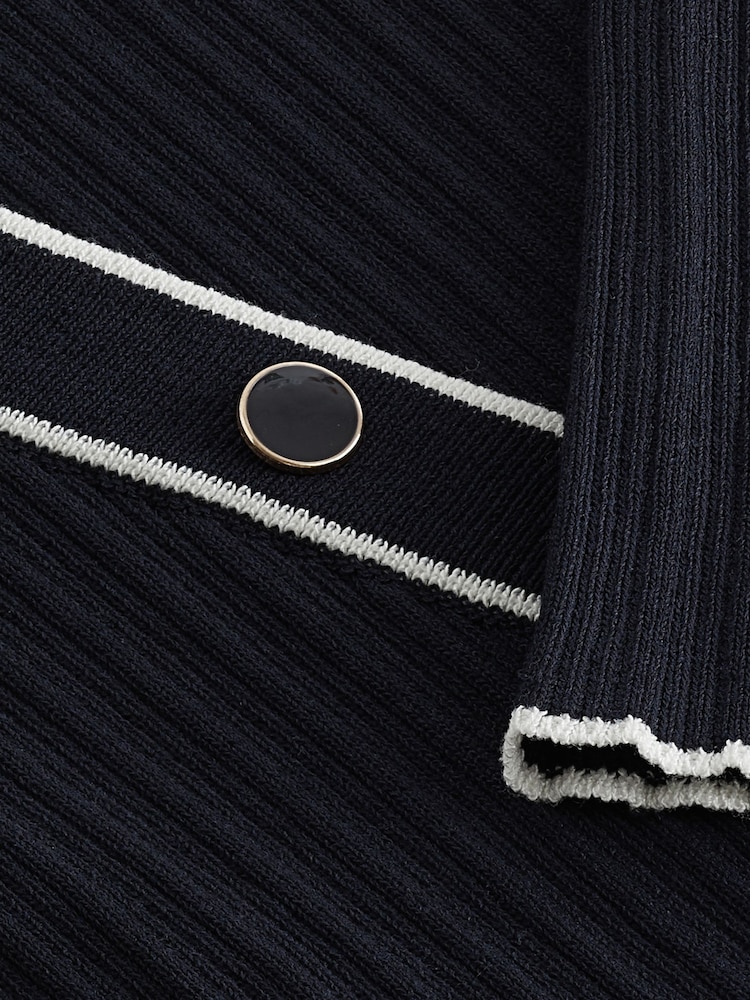 Navy Blue Tipped Long Sleeve Midi Dress - Image 6 of 6 Navy Blue Tipped Long Sleeve Midi Dress - Image 6 of 6