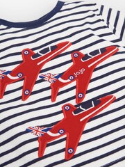 JoJo Maman Bébé White Navy Boys' Stripe Red Arrows Appliqué T-Shirt - Image 2 of 2
