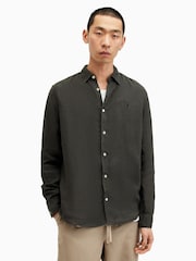 AllSaints Black Cypress 100% Linen Shirt - Image 5 of 7