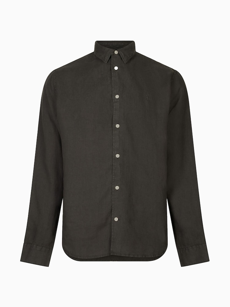 AllSaints Black Cypress 100% Linen Shirt - Image 7 of 7 AllSaints Black Cypress 100% Linen Shirt - Image 7 of 7