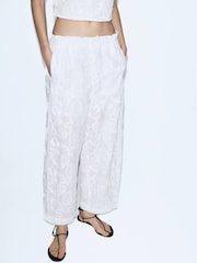 Mango White Embroidered Trousers - Image 1 of 7