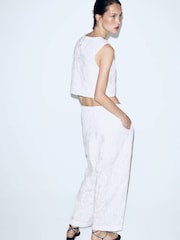 Mango White Embroidered Trousers - Image 3 of 7