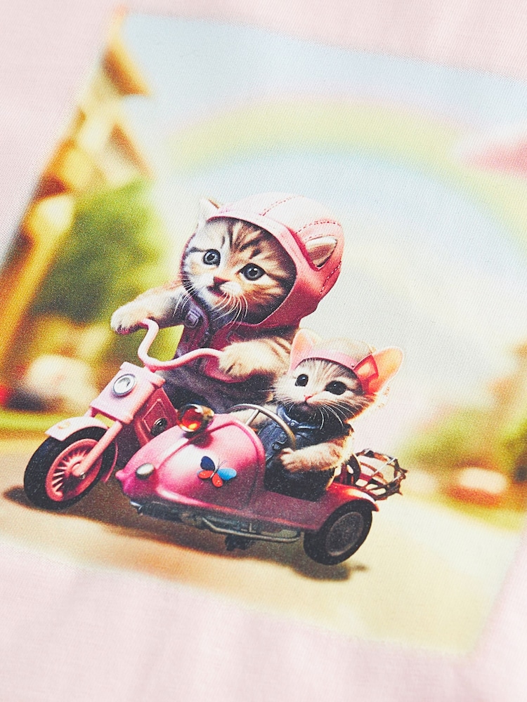 Pink Cats Short Sleeve 100% Cotton T-Shirt (6mths-7yrs) - Image 6 of 6