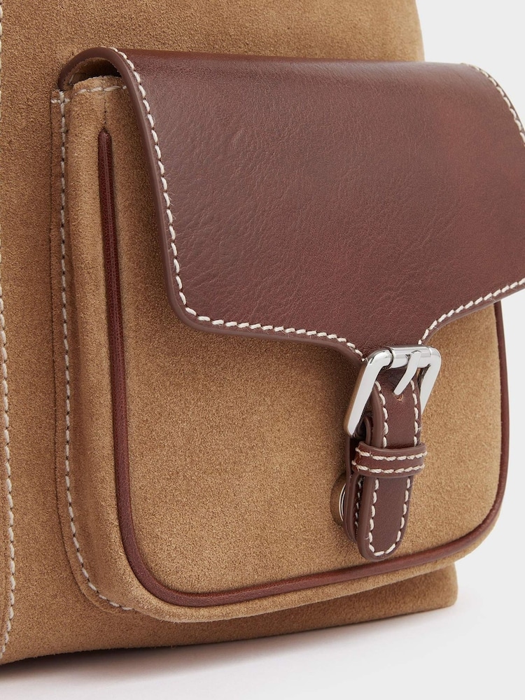 Brązowa torebka Osprey London The Vagabond Italian z zamszu - Image 3 of 5