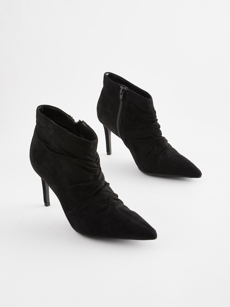 Black Forever Comfort® Point Toe Ruched Ankle Boots - Image 1 of 5