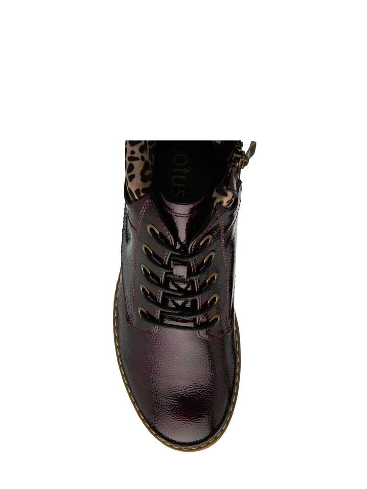 Lotus Purple Patent Lace-Up Ankle Boots - Image 4 of 4