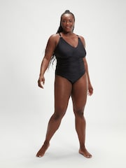Speedo Black Womens Shaping V-Neck 1 Piece Swimsuit - Image 1 of 7