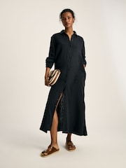 Joules Erica Navy Button Through Cotton Shirt Dress - Image 1 of 7