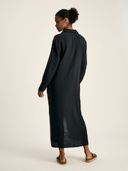 Joules Erica Navy Button Through Cotton Shirt Dress - Image 2 of 7