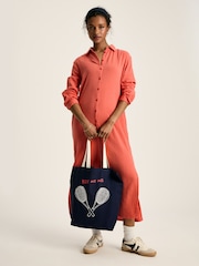 Joules Erica Coral Pink Button Through Cotton Shirt Dress - Image 3 of 8