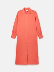 Joules Erica Coral Pink Button Through Cotton Shirt Dress - Image 8 of 8