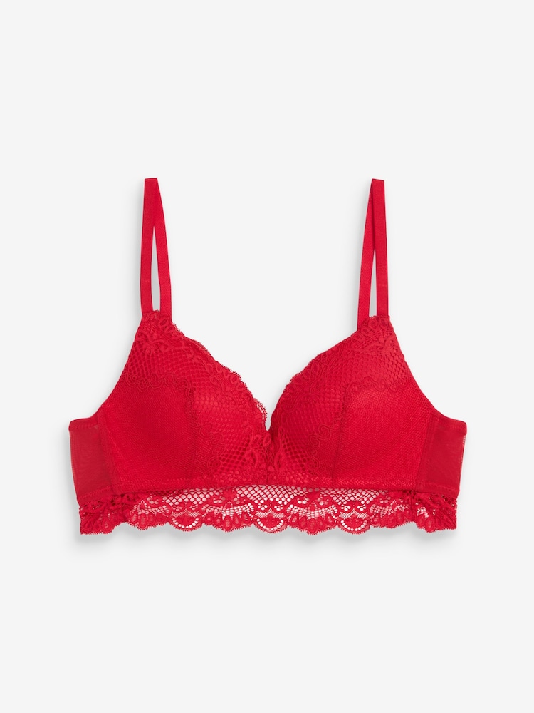 Red Pad Non Wire Lace Bra - Image 1 of 1