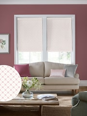 Laura Ashley Coral Pink Wickerwork Made to Measure Roman 100% Cotton Blinds - Image 1 of 6