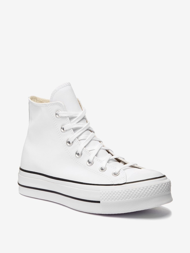Blanc - Baskets montantes Converse Platform Lift Chuck Taylor en cuir - Image 3 of 4