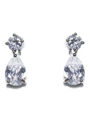 Ivory & Co Rhodium Imperial Classic Crystal Teardrop Earrings - Image 1 of 4