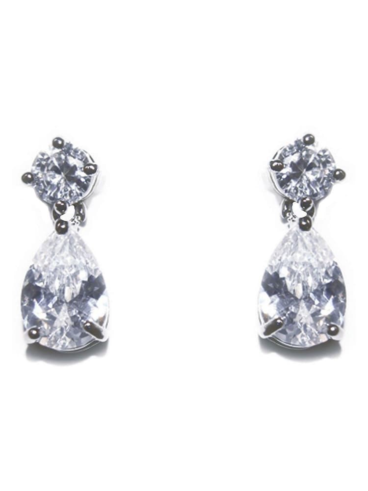 Ivory & Co Rhodium Imperial Classic Crystal Teardrop Earrings - Image 1 of 4