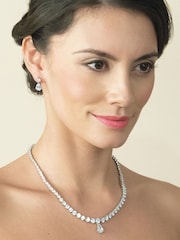 Ivory & Co Rhodium Imperial Classic Crystal Teardrop Earrings - Image 2 of 4