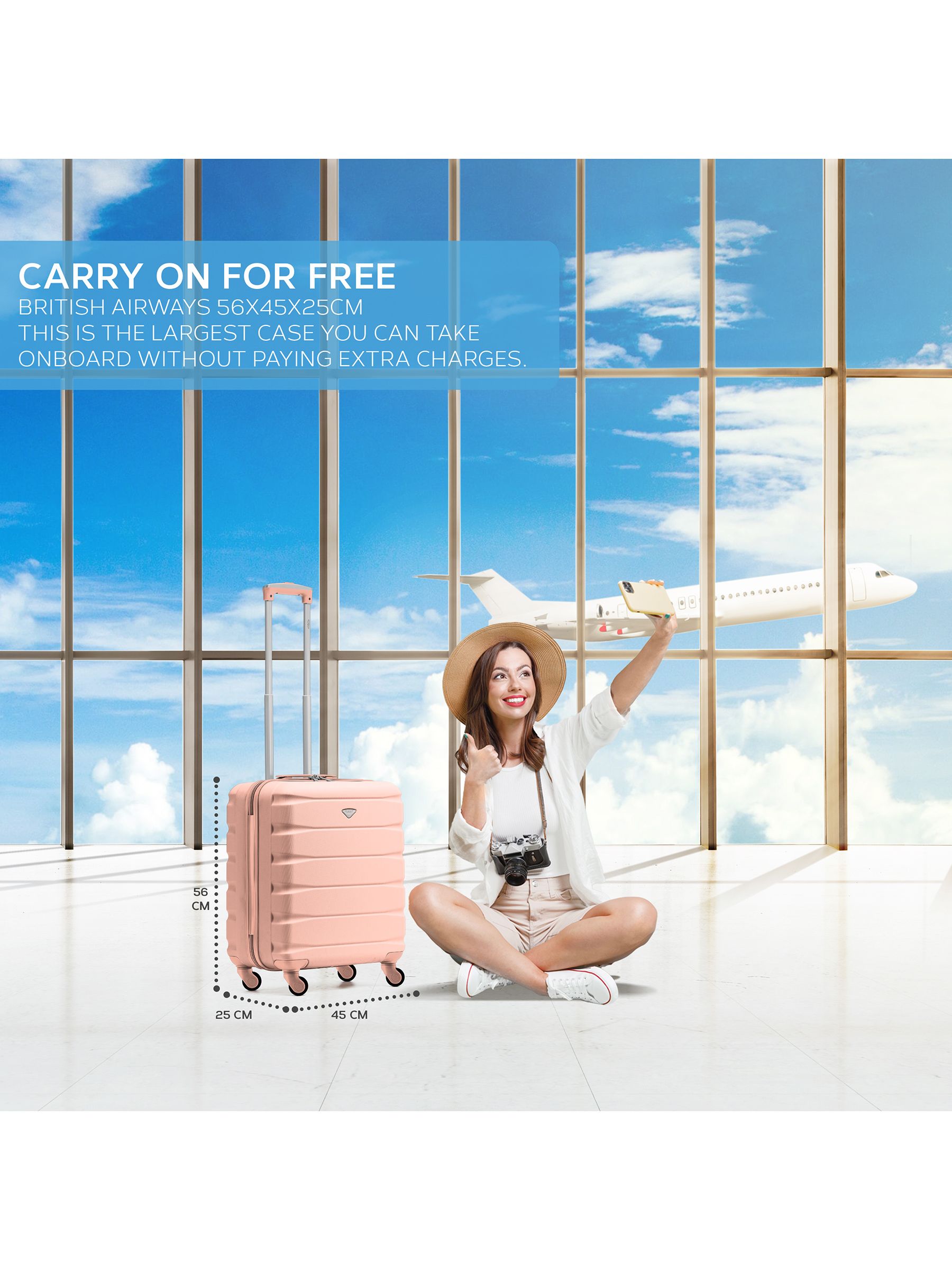Buy Flight Knight Rose Gold 56x45x25cm EasyJet Overhead 4 Wheel