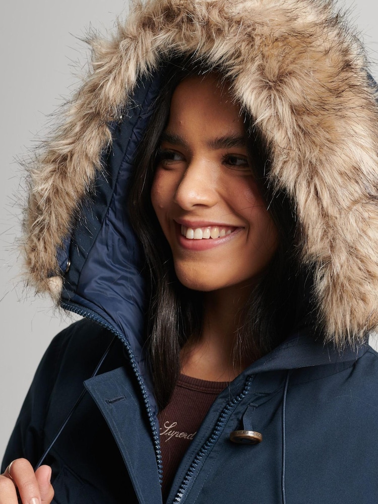 Superdry Blue Rookie Down Parka Coat - Image 4 of 4