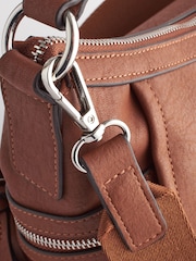 Tan Brown Casual Side Zip Cross-Body Bag - Image 10 of 10