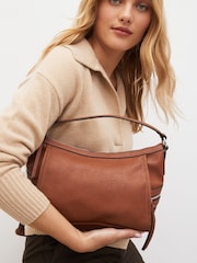 Tan Brown Casual Side Zip Cross-Body Bag - Image 2 of 10