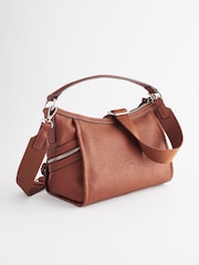 Tan Brown Casual Side Zip Cross-Body Bag - Image 6 of 10