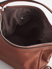 Tan Brown Casual Side Zip Cross-Body Bag - Image 9 of 10