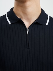 French Connection Blue Needle 100% Cotton Polo Shirt - Image 3 of 4