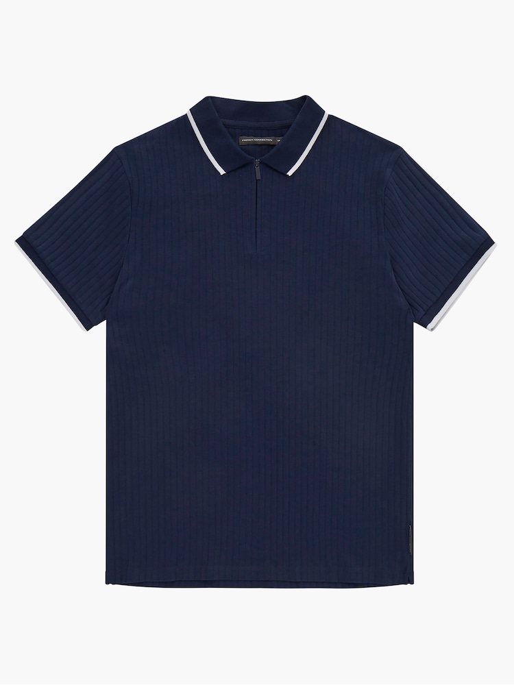 French Connection Blue Needle 100% Cotton Polo Shirt - Image 4 of 4