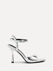 Linzi Silver Eleni Open Toe Pointed Heels With Asymmetric Front Strap - Image 2 of 5