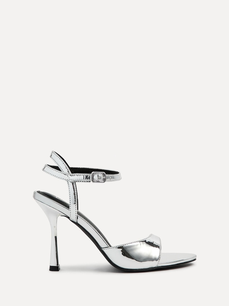 Linzi Silver Eleni Open Toe Pointed Heels With Asymmetric Front Strap - Image 2 of 5