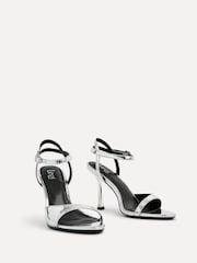 Linzi Silver Eleni Open Toe Pointed Heels With Asymmetric Front Strap - Image 3 of 5