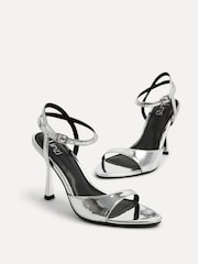 Linzi Silver Eleni Open Toe Pointed Heels With Asymmetric Front Strap - Image 4 of 5
