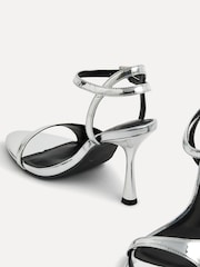 Linzi Silver Eleni Open Toe Pointed Heels With Asymmetric Front Strap - Image 5 of 5