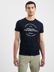 French Connection Blue 100% Cotton T-Shirt - Image 1 of 3