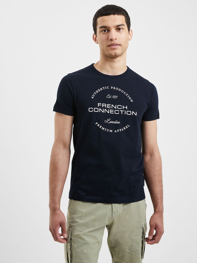 French Connection Blue 100% Cotton T-Shirt - Image 1 of 3