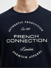 French Connection Blue 100% Cotton T-Shirt - Image 3 of 3