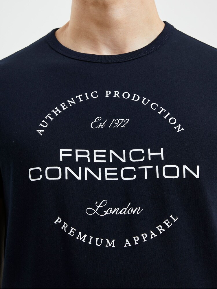 French Connection Blue 100% Cotton T-Shirt - Image 3 of 3