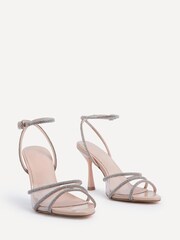 Linzi Nude Cosmic Open Toe Pointed Heels With Diamante Embellishment - Image 3 of 5
