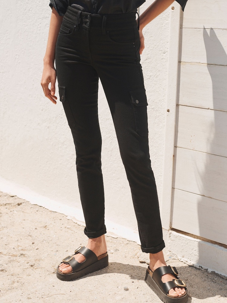 Black Lift, Slim And Shape Slim Cargo Jeans - Image 2 of 7