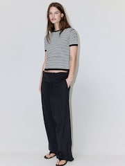 Mango Black Stripe Kitted T-Shirt - Image 1 of 7