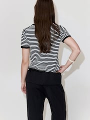 Mango Black Stripe Kitted T-Shirt - Image 2 of 7