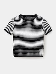 Mango Black Stripe Kitted T-Shirt - Image 5 of 7