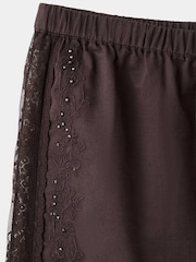 Mango Brown Embroidered Lace Detail Bohemian Shorts - Image 5 of 6