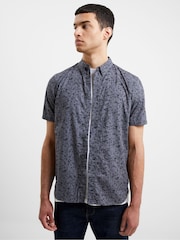 French Connection Grey 100% Cotton Geo Floral Short Sleeve Shirt - Image 1 of 4