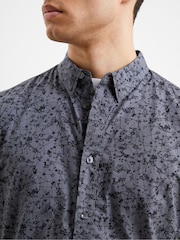 French Connection Grey 100% Cotton Geo Floral Short Sleeve Shirt - Image 3 of 4