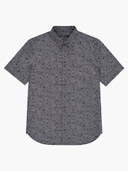 French Connection Grey 100% Cotton Geo Floral Short Sleeve Shirt - Image 4 of 4
