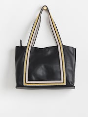 Oliver Bonas Black Stripe Emma Tote Bag - Image 1 of 5