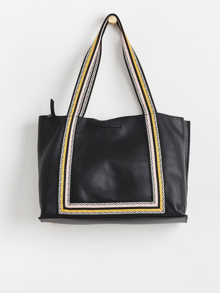 Oliver Bonas Black Stripe Emma Tote Bag - Image 1 of 5